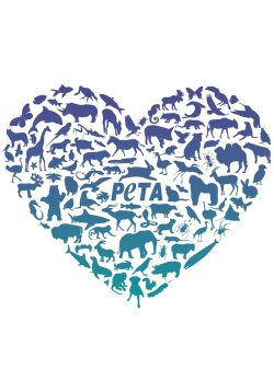 PETA Herz Aufkleber rund