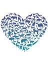 PETA Herz Aufkleber rund