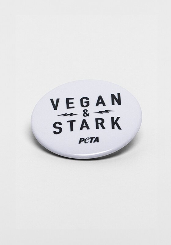 Button PETA Vegan & Stark weiß