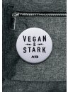 Button PETA Vegan & Stark weiß