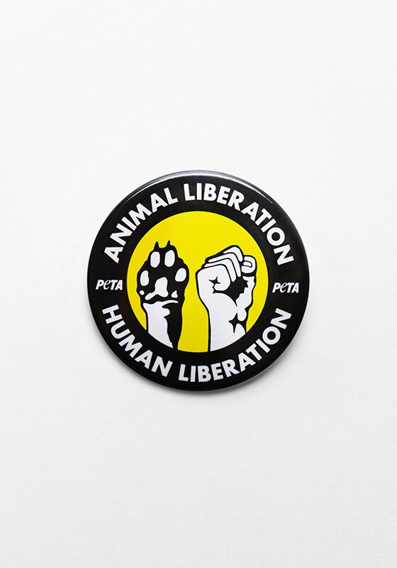 Button PETA Animal - Human Liberation grau