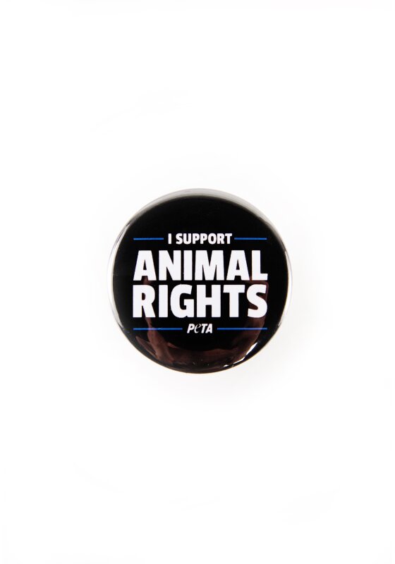 Button PETA ZWEI I support Animal Rights schwarz