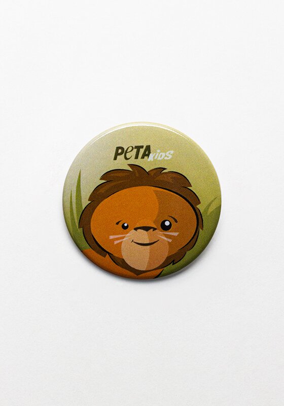 Button PETA Kids Löwe